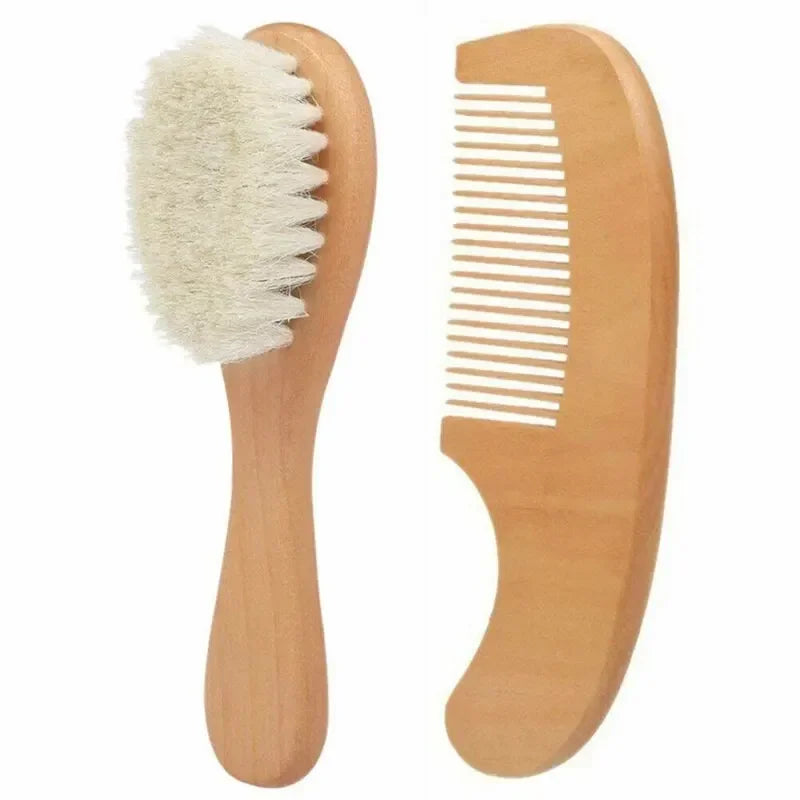 Kit de Escova e Pente em Madeira Natural para Recém-nascidos Lenogue Conjunto 2 Peças de Mandeira