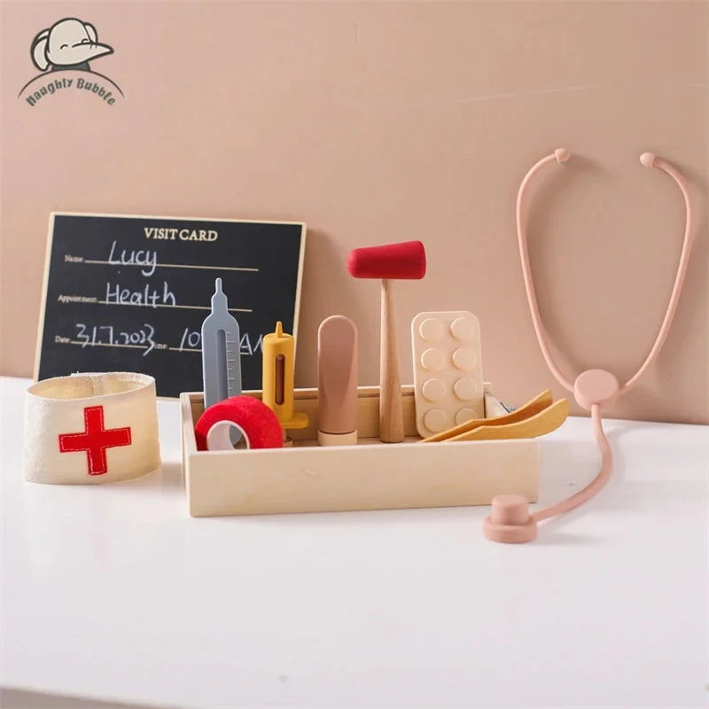 Brinquedo Infantil Madeira e Silicone Kit Health Lenogue Kit Health - Mod. Caixa