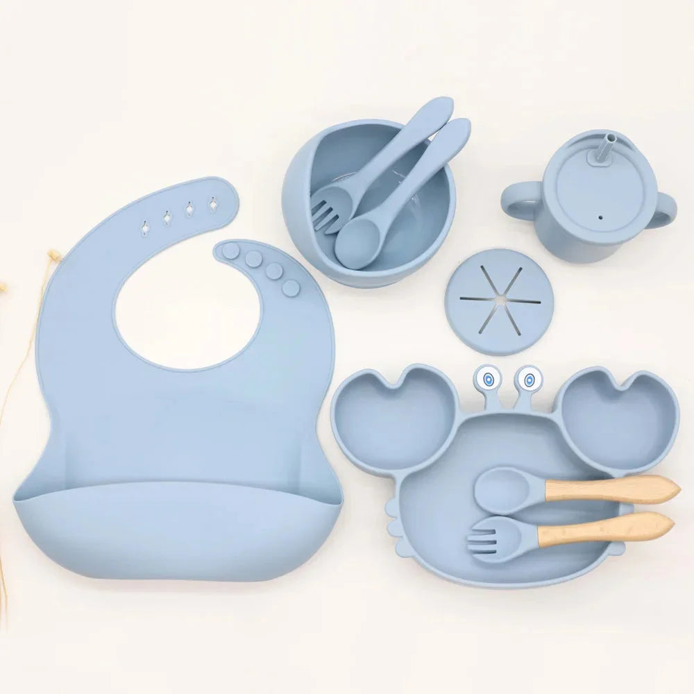 Kit Infantil Introdução Alimentar Caranguejo Lenogue Azul