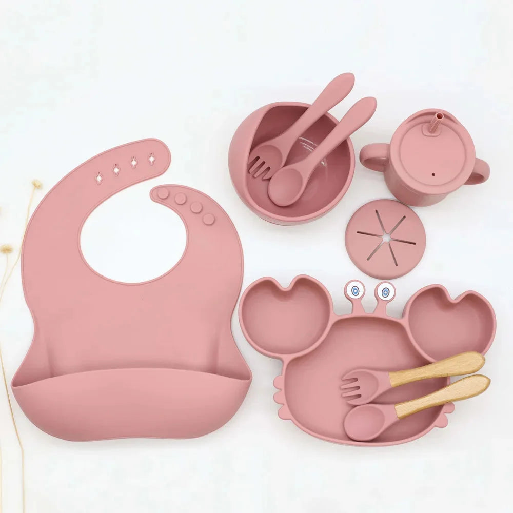 Kit Infantil Introdução Alimentar Caranguejo Lenogue Rosa