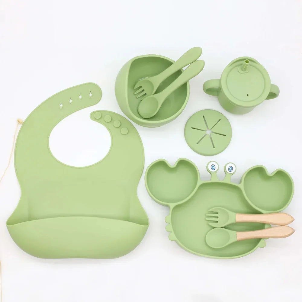 Kit Infantil Introdução Alimentar Caranguejo Lenogue Verde