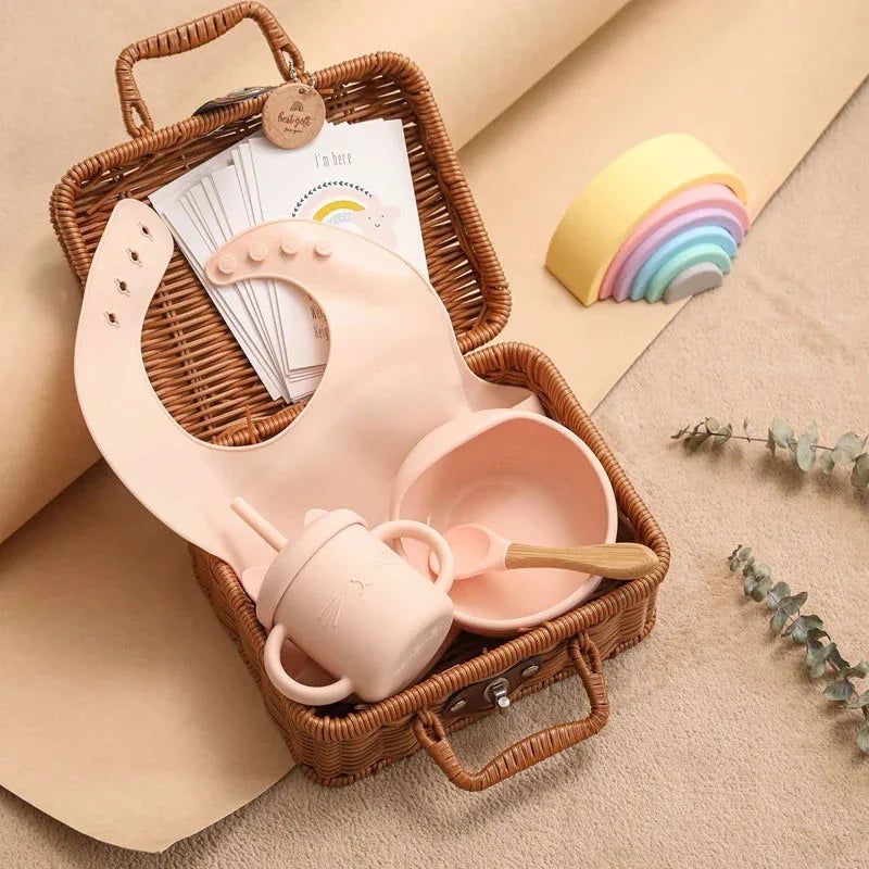 Kit Infantil Introdução Alimentar Colorido Lenogue Rosa