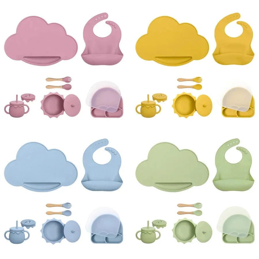 Kit Infantil Introdução Alimentar Silicone 7 Peças Lenogue