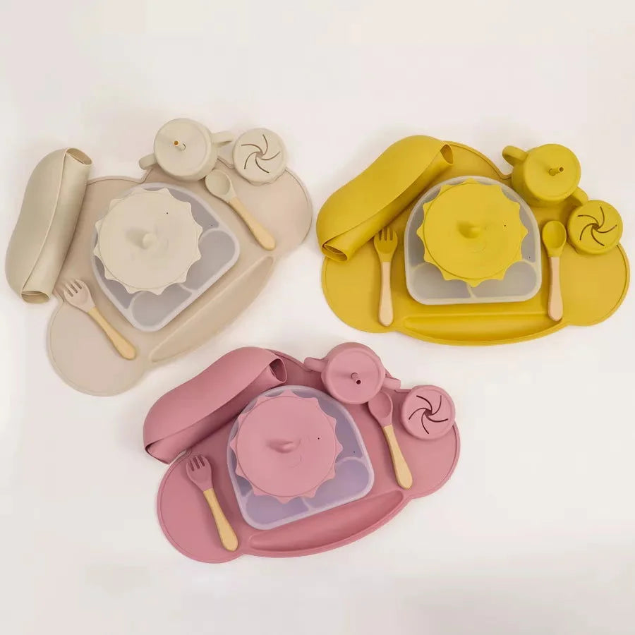 Kit Infantil Introdução Alimentar Silicone 7 Peças Lenogue