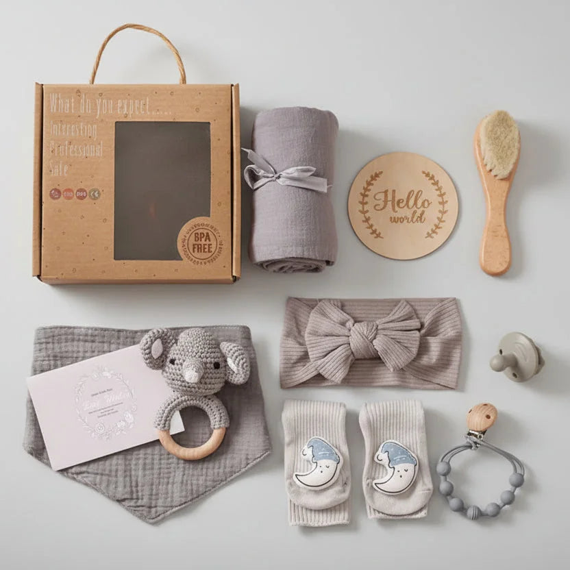 Kit Infantil Primeiro Banho 5 Peças Lenogue Cinza