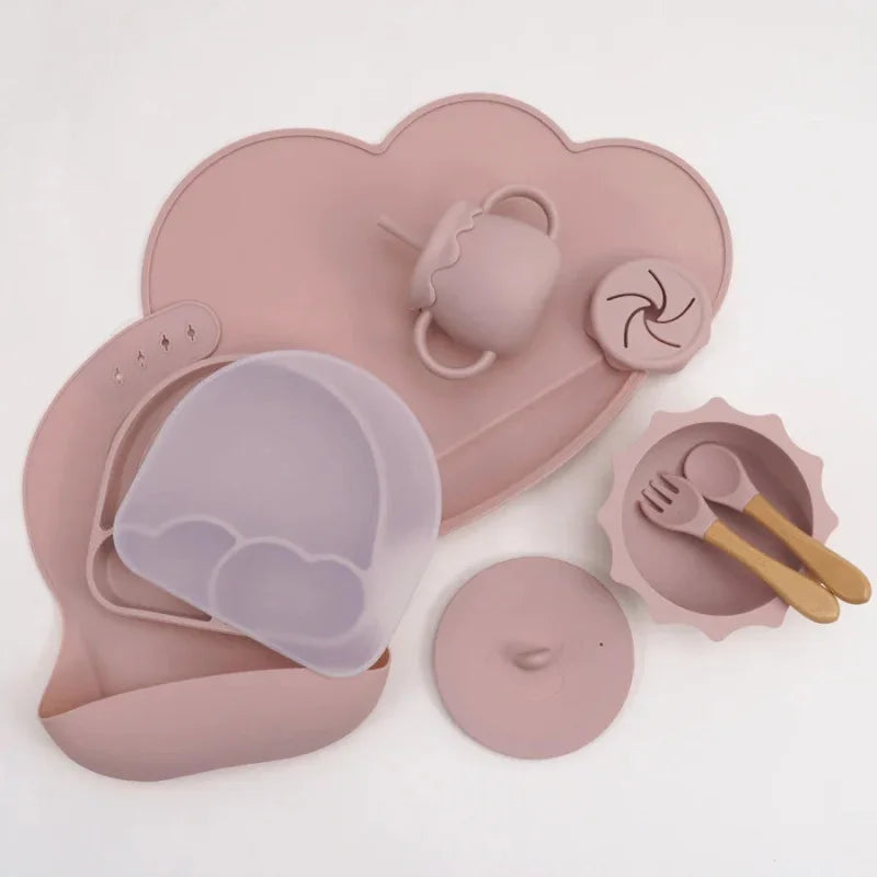 Kit Infantil Introdução Alimentar Silicone 7 Peças Lenogue