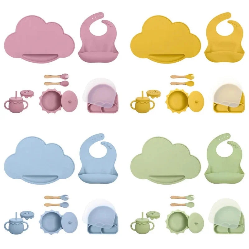 Kit Infantil Introdução Alimentar Silicone 7 Peças Lenogue