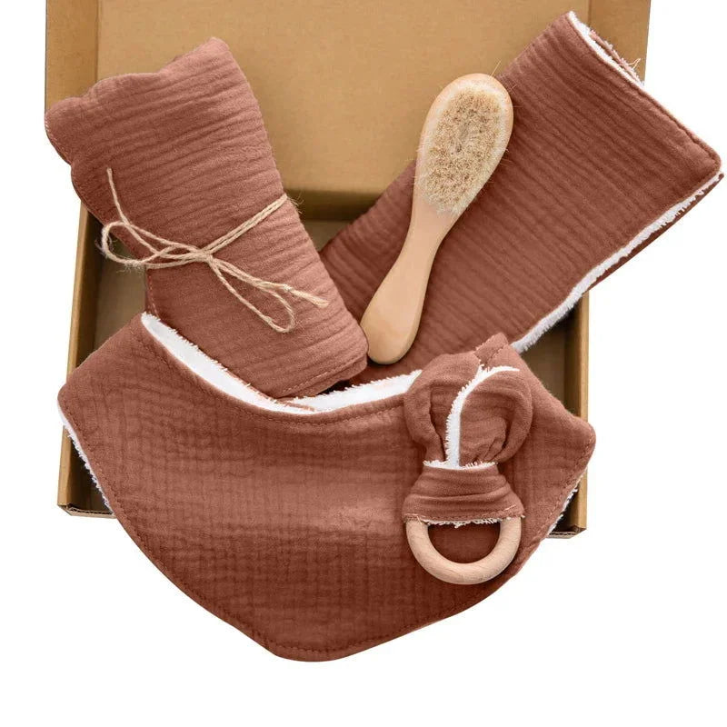 Kit Infantil Primeiro Presente 5 Peças Colorido Lenogue Marrom