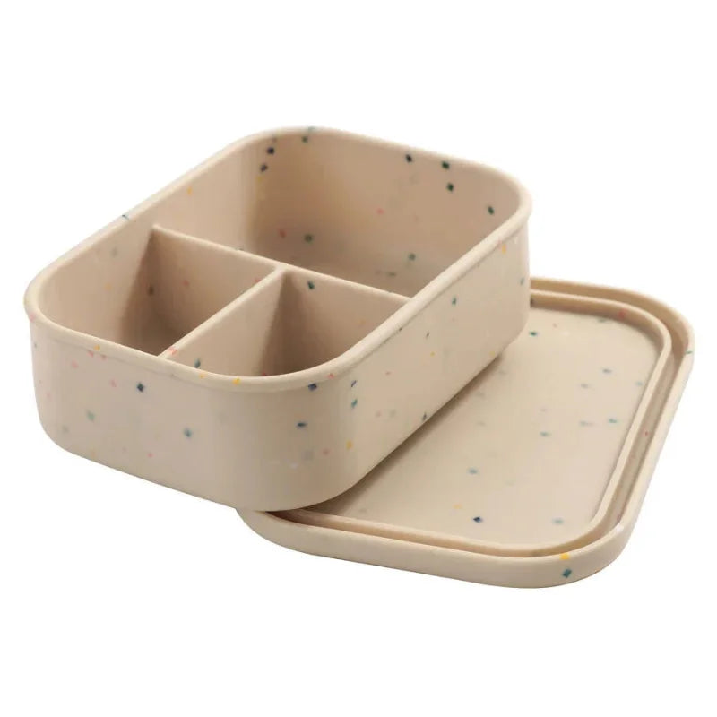 Lancheirinha Infantil Silicone com Divisórias Rosa Lenogue Bege