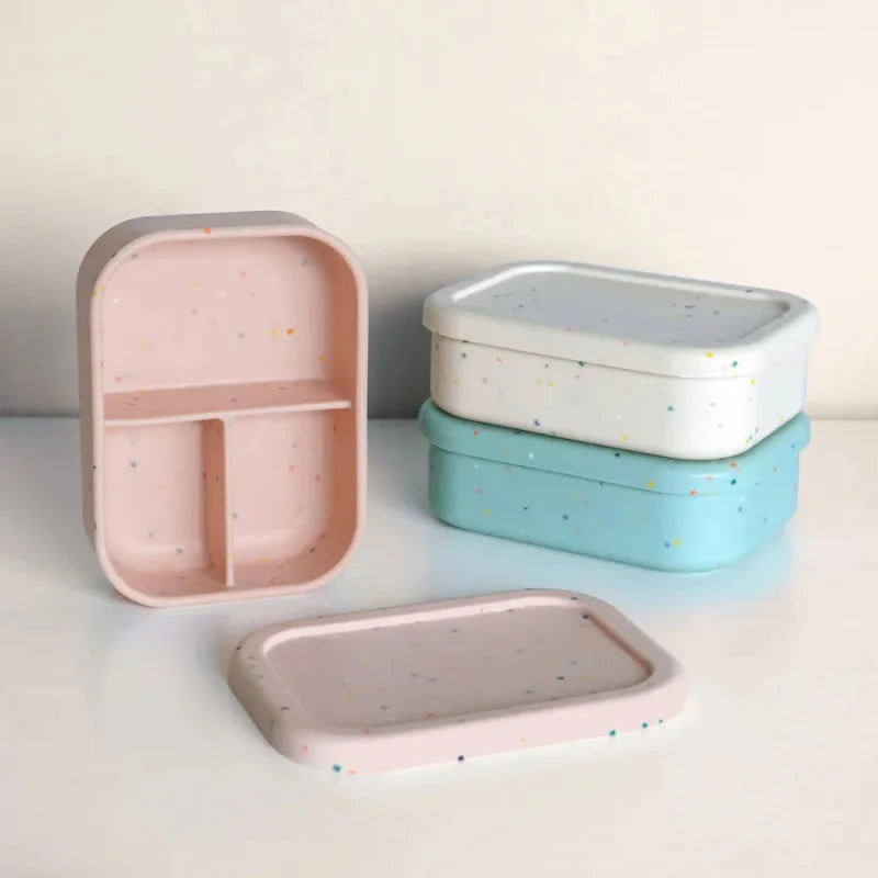Lancheirinha Infantil Silicone Macio Confete com Divisórias Rosa Lenogue