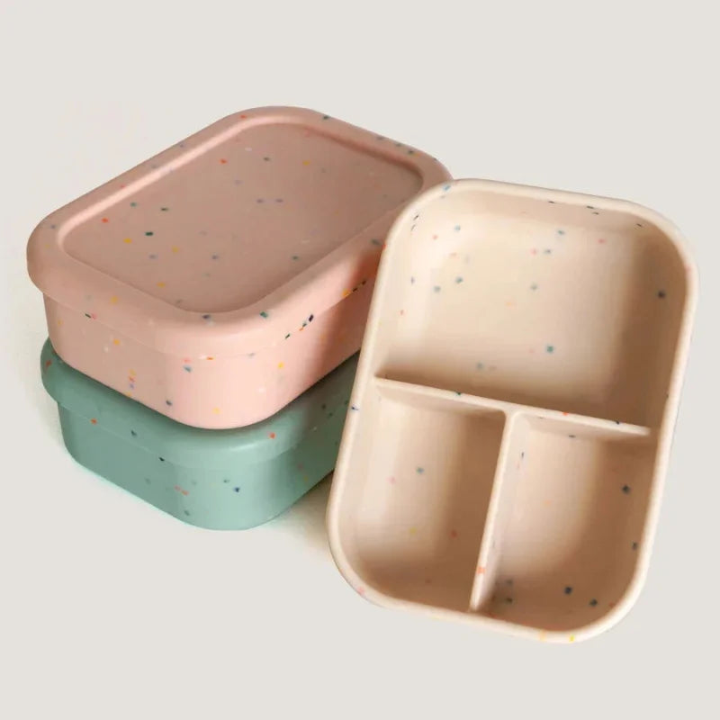 Lancheirinha Infantil Silicone Macio Confete com Divisórias Rosa Lenogue