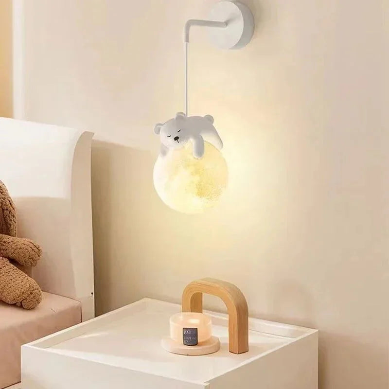 Luminária Arandela de Parede Lua para Quarto Infantil Nórdico Mod. b / Branco Frio