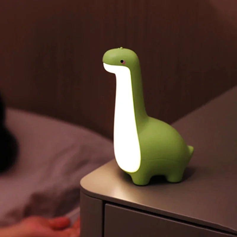 Luminária Cabeceira Infantil Dinossauro Verde com Temporizador Lenogue Verde