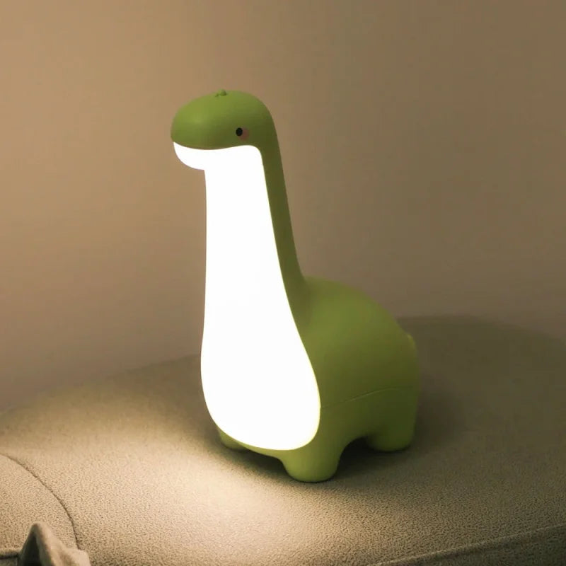 Luminária Cabeceira Infantil Dinossauro Verde com Temporizador Lenogue