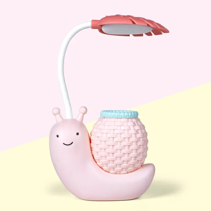 Luminária Infantil Mesa Led Caracol Verde Lenogue
