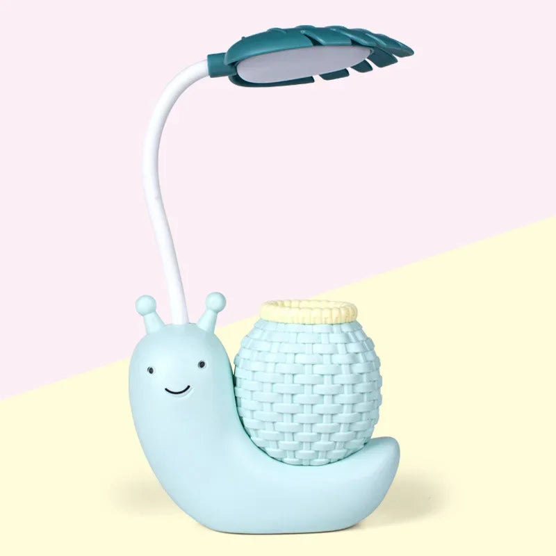 Luminária Infantil Mesa Led Caracol Verde Lenogue Azul / 10.5 x 5 x 28cm