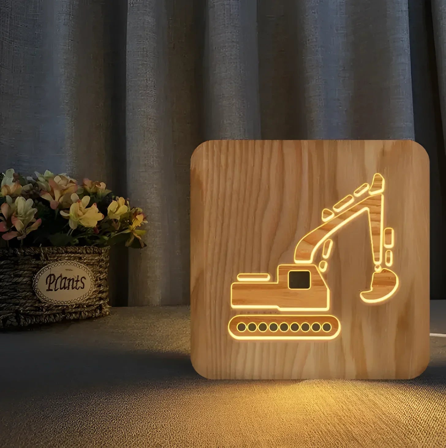 Luminária Infantil Led Design Veículo Lenogue Escavadeira 2