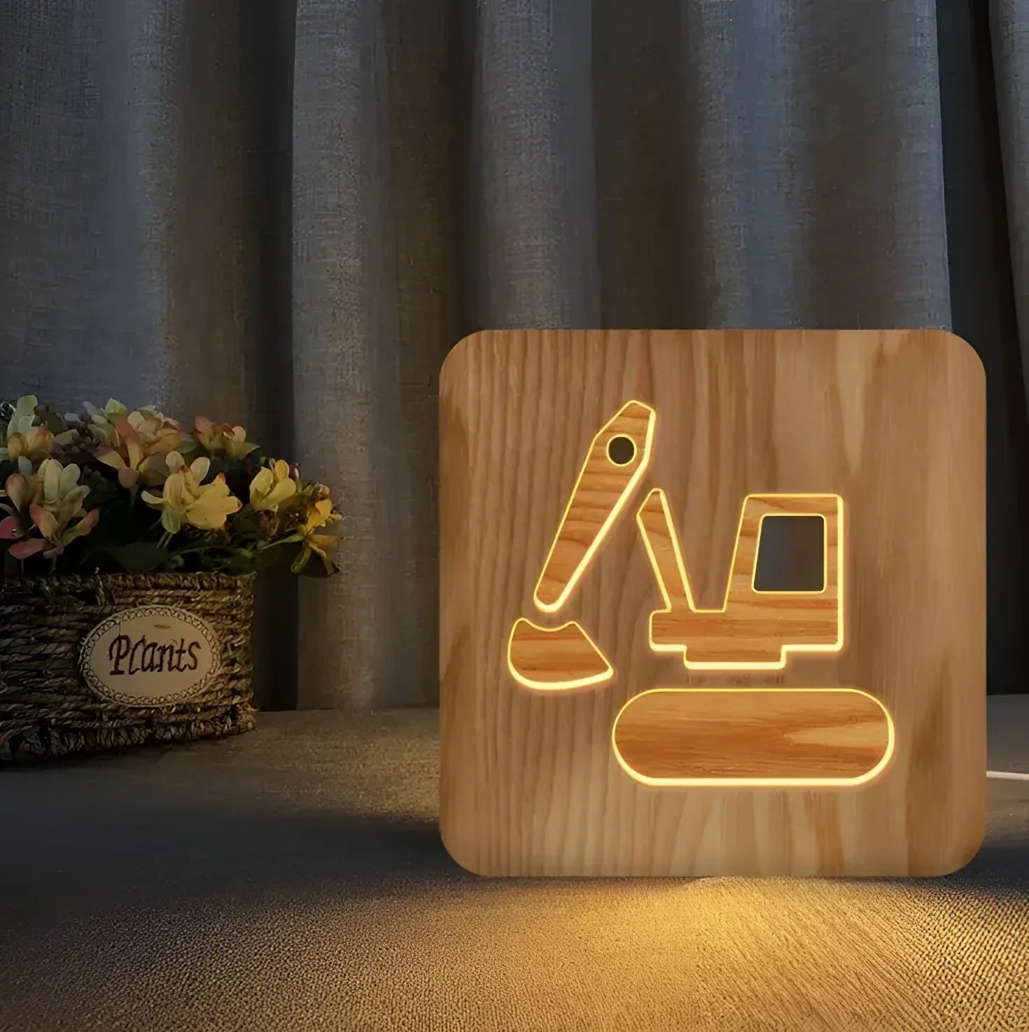 Luminária Infantil Led Design Veículo Lenogue Escavadeira