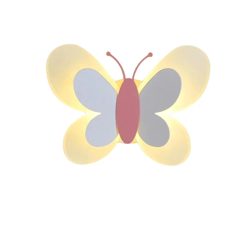 Luminária Infantil Parede Nórdica Borboleta Rosa Lenogue