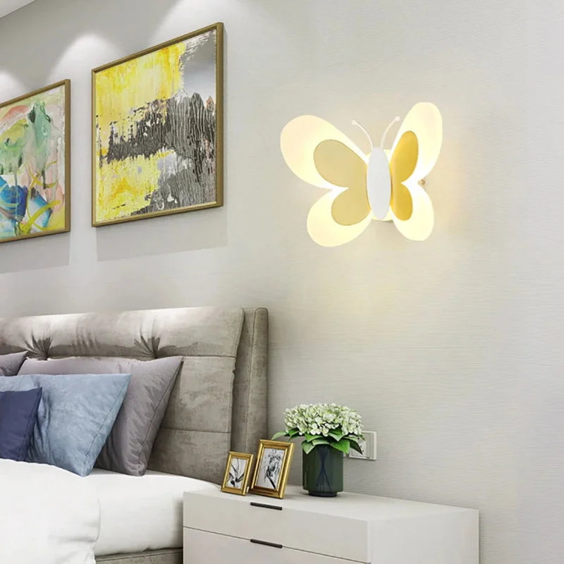 Luminárias de Parede Estilo Nórdico Borboleta para Quarto Infantil Lenogue