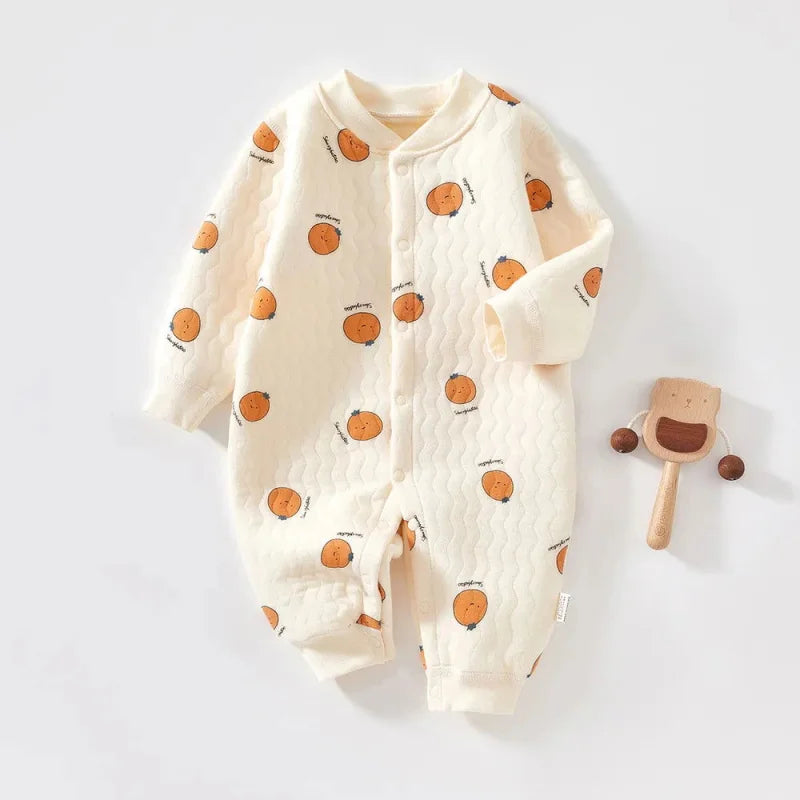 Macacão Aconchegante Baby Algodão Azul para Primavera e Outono Laranja / 0-3 Meses (59cm)