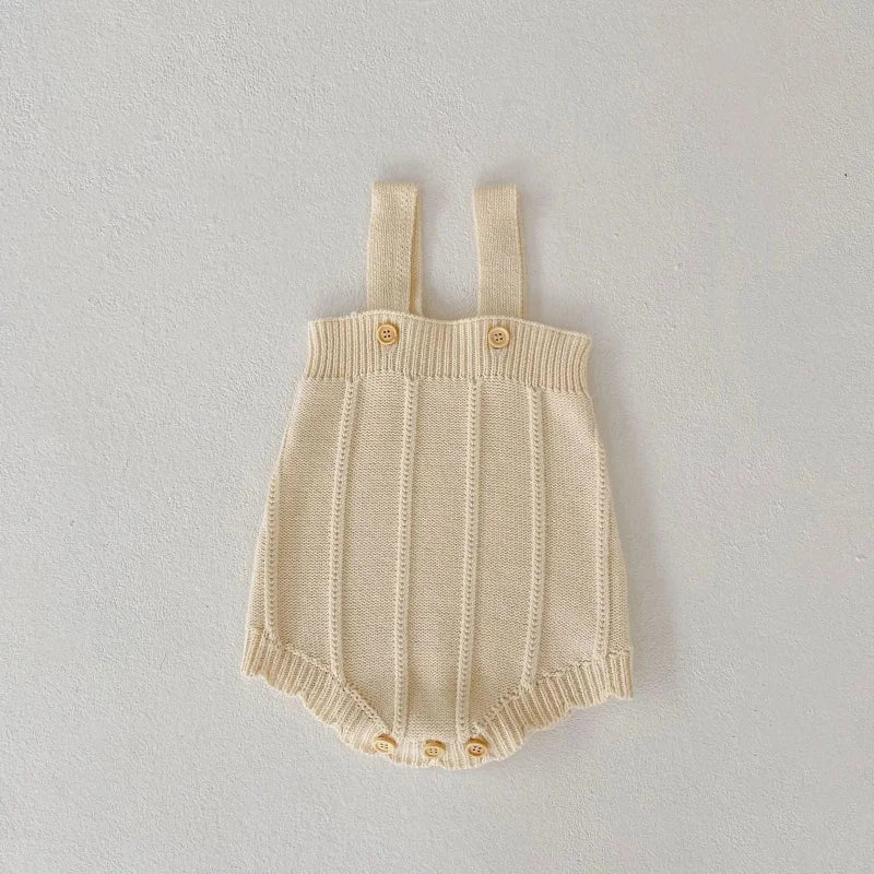Romper Infantil Tricot Algodão Olga Rosa Lenogue Romper Bege / 6 Meses (66cm)