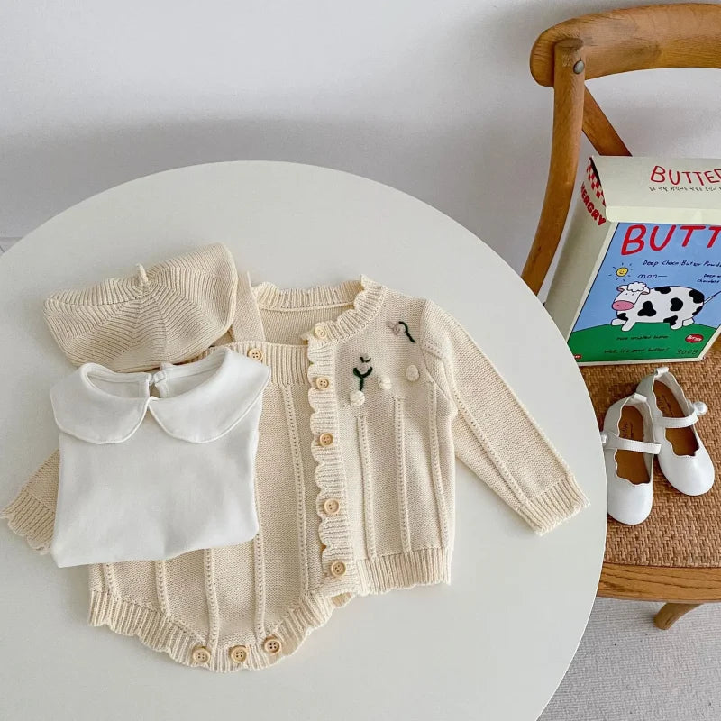 Romper Infantil Tricot Algodão Olga Rosa Lenogue