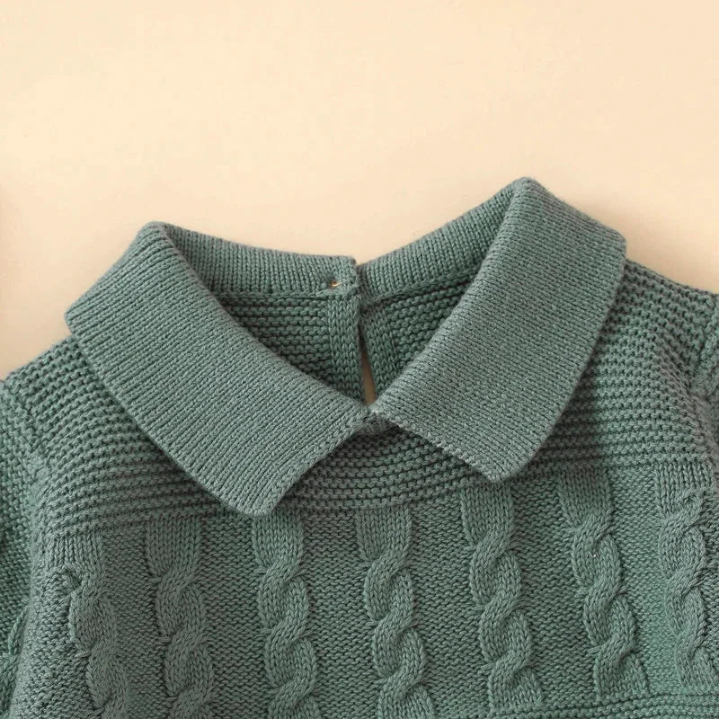 Macacão Romper Infantil Tricot Bege Lenogue