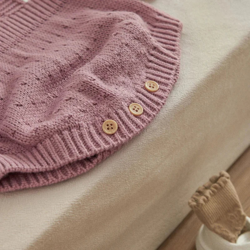 Macacão Romper Infantil Tricot Listrado Branco Lenogue
