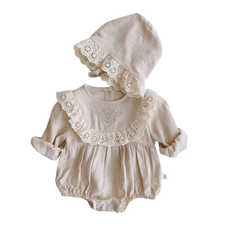 Macacão Romper Infantil com Touca Carlota Branco Lenogue