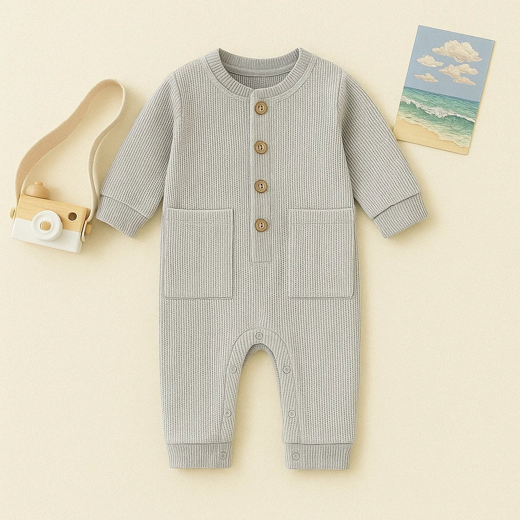 Macacão Infantil Casual Listrado Lenogue Cinza / 0-3 Meses