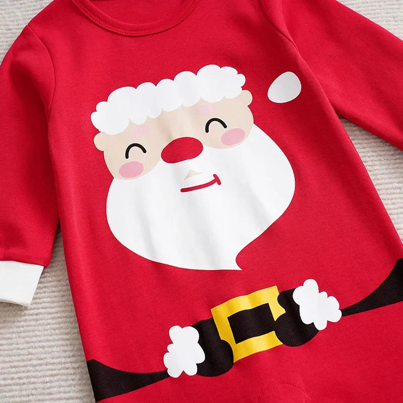 Macacão Infantil de Algodão Manga Longa Estampa Papai Noel Lenogue