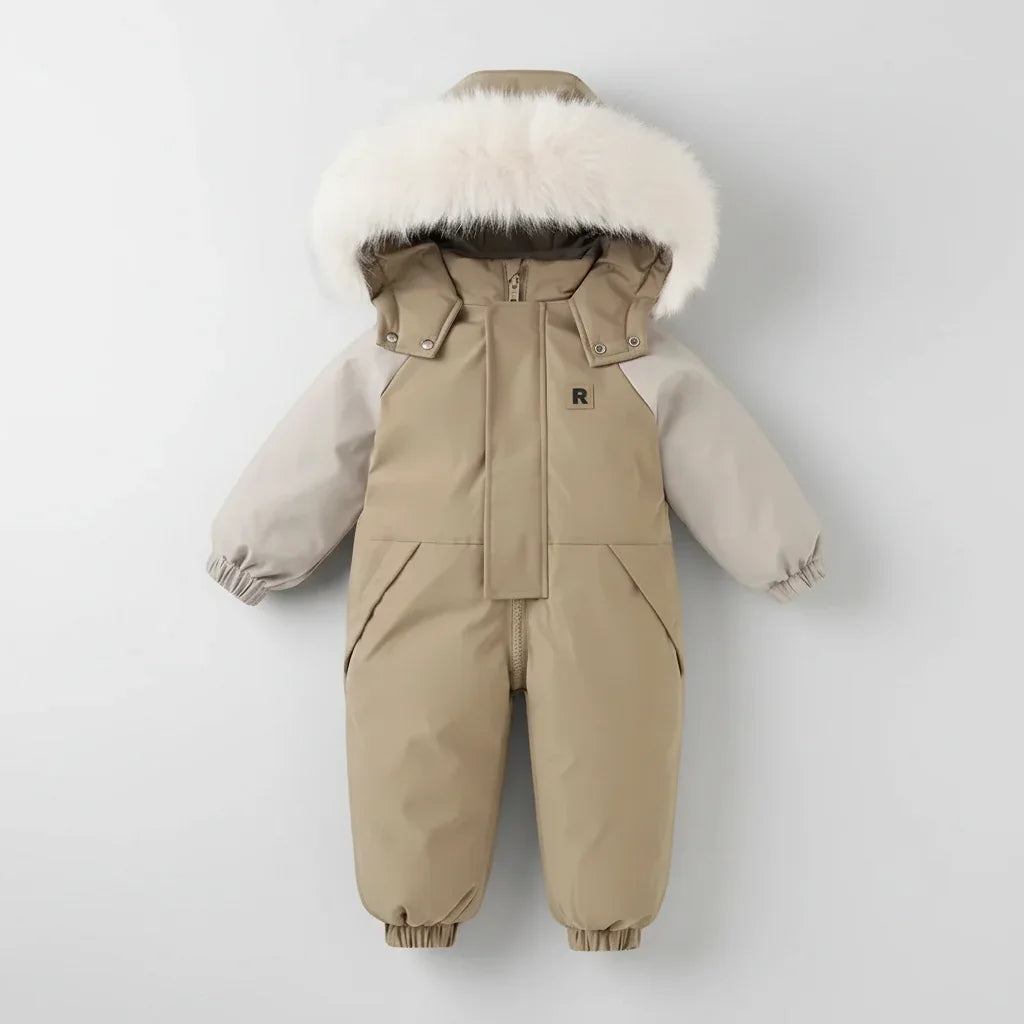 Macacão Infantil Esqui Impermeável Capuz Térmico Alpin Lenogue Bege / 18-24 Meses