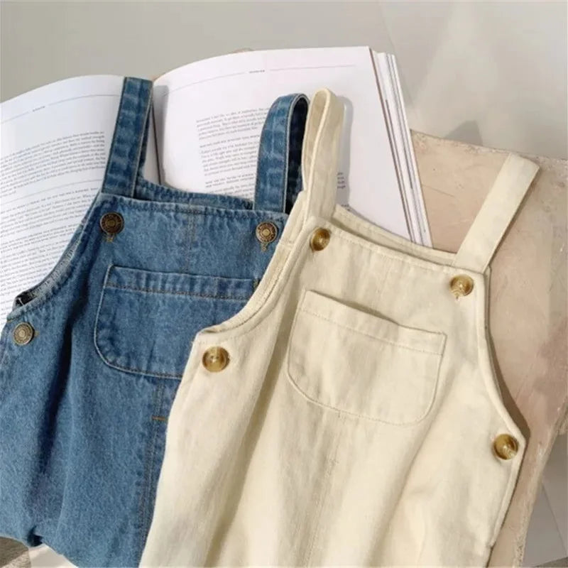 Macacão Infantil Jardineira Unissex Algodão Denim Lenogue