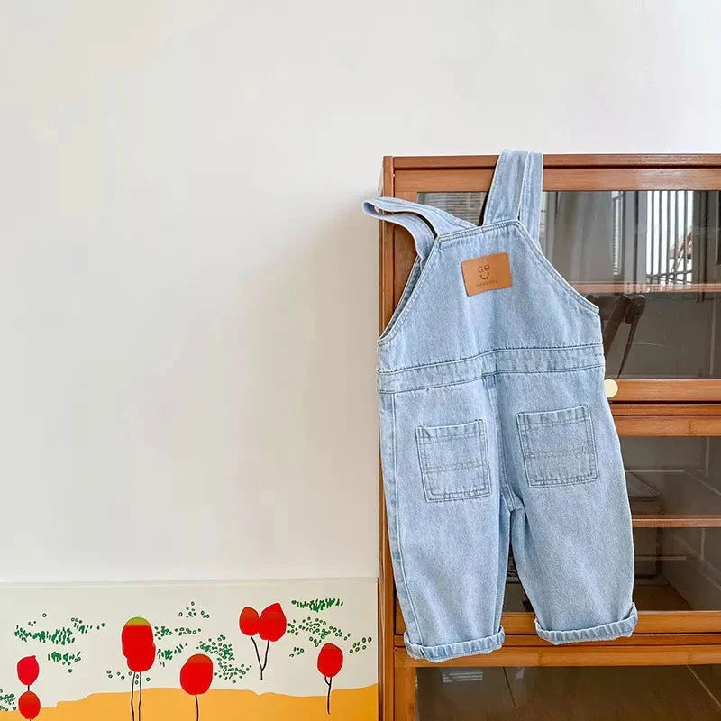 Macacão Infantil Jardineira Jeans Denim Azul Lenogue