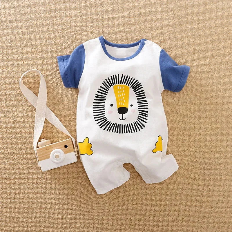 Macacão Infantil Leãozinho Lenogue Branco e Azul / 0-3 Meses