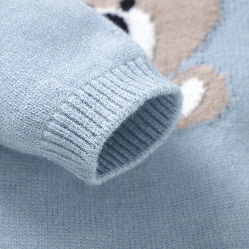 Macacão Infantil Tricot com Gorro e Pé Fechado Azul Lenogue