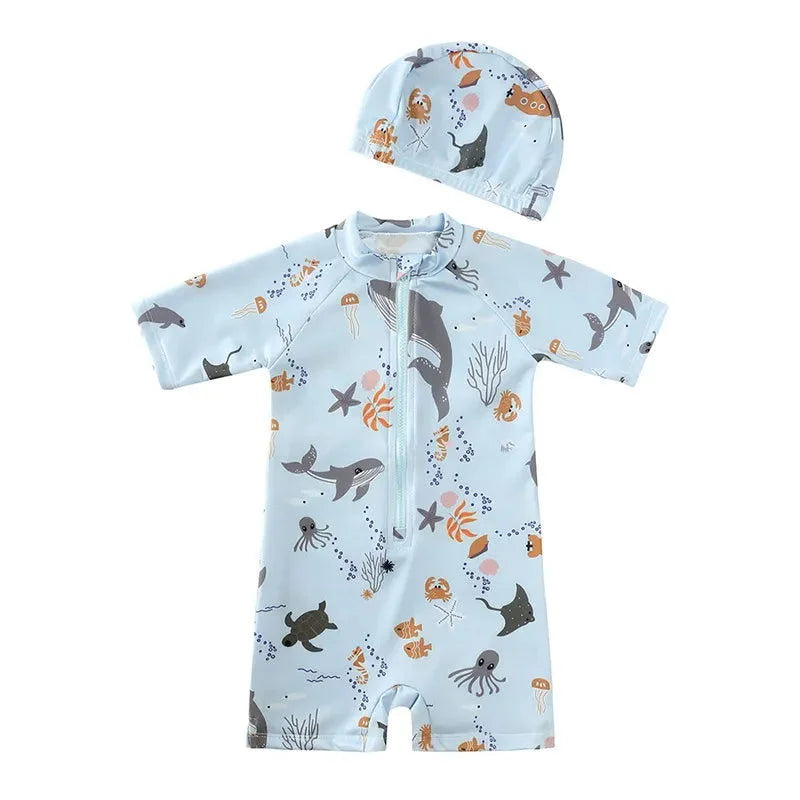 Macacão Infantil para Banho Azul Lenogue Golfinho Azul / 9-12 Meses (80cm)
