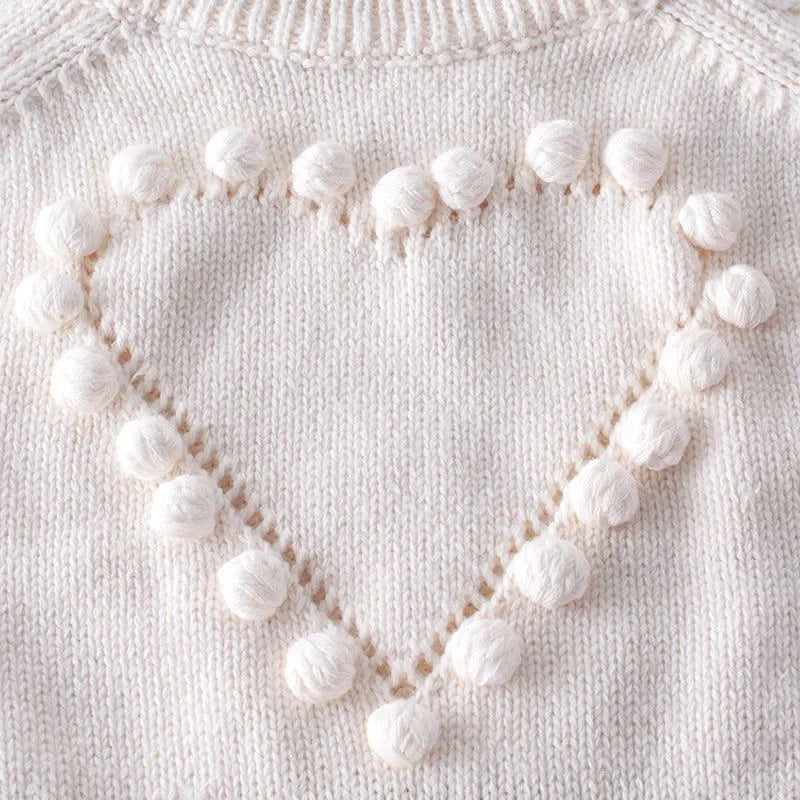 Macacão Romper Infantil Tricot Coração Vermelho Lenogue