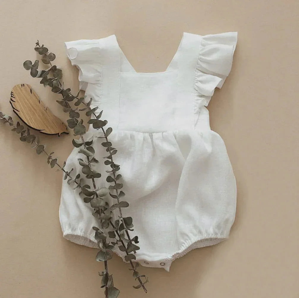 Macacão Romper Infantil Gaia Lenogue Branco / 3-6 Meses