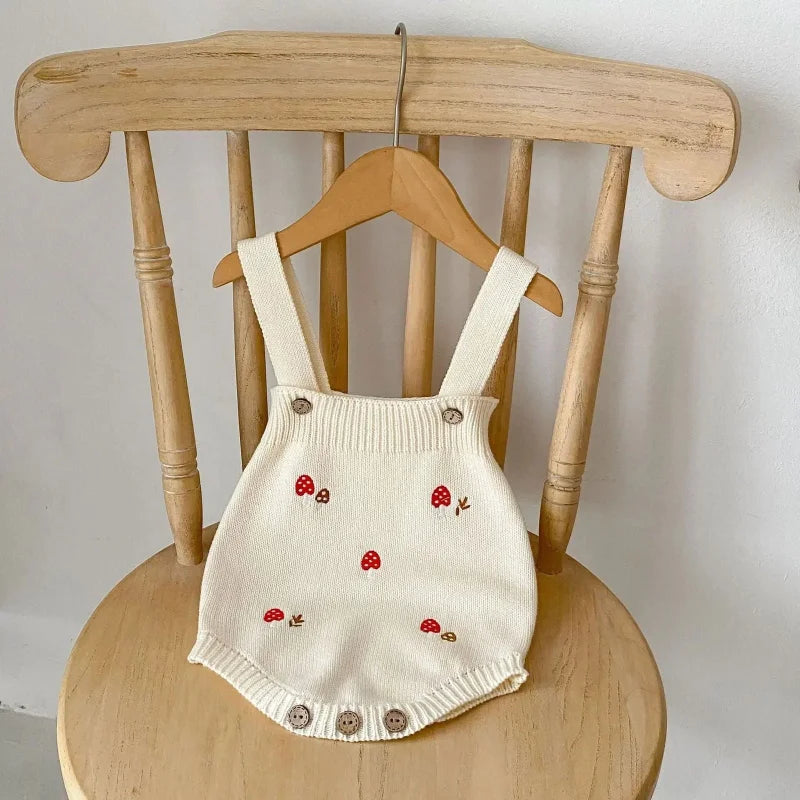 Macacão Romper Infantil Tricot Mushroom Bege Lenogue Bege / 0-6 Meses (66cm)