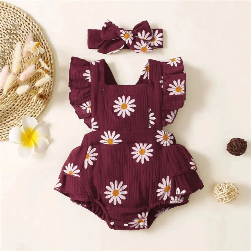 Macacão Romper Infantil Margarida Amarelo Aconchegante Lenogue Vermelho / 0-3 Meses
