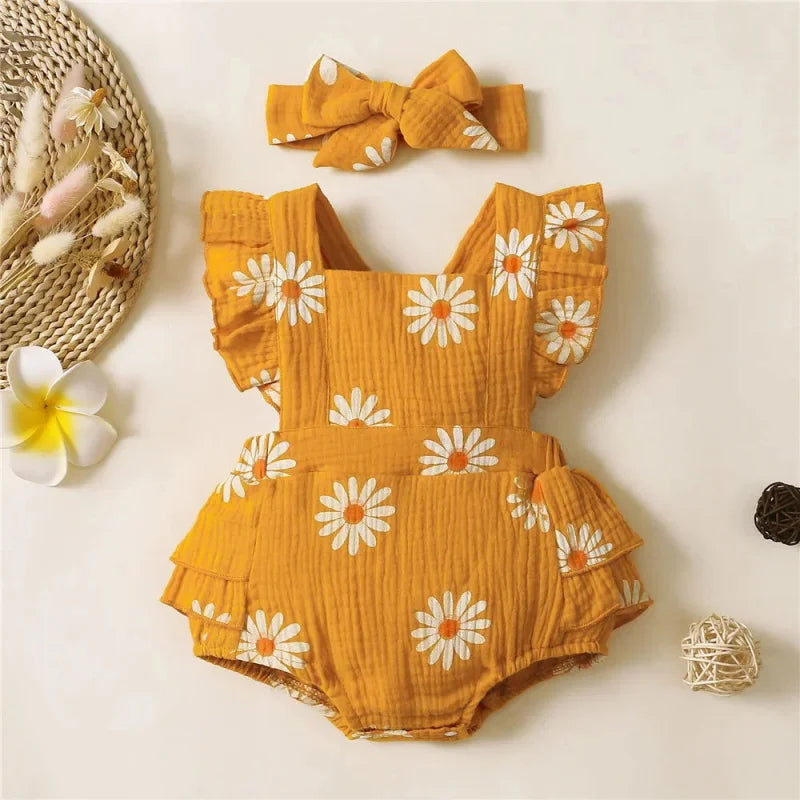 Macacão Romper Infantil Margarida Amarelo Lenogue Amarelo / 0-3 Meses