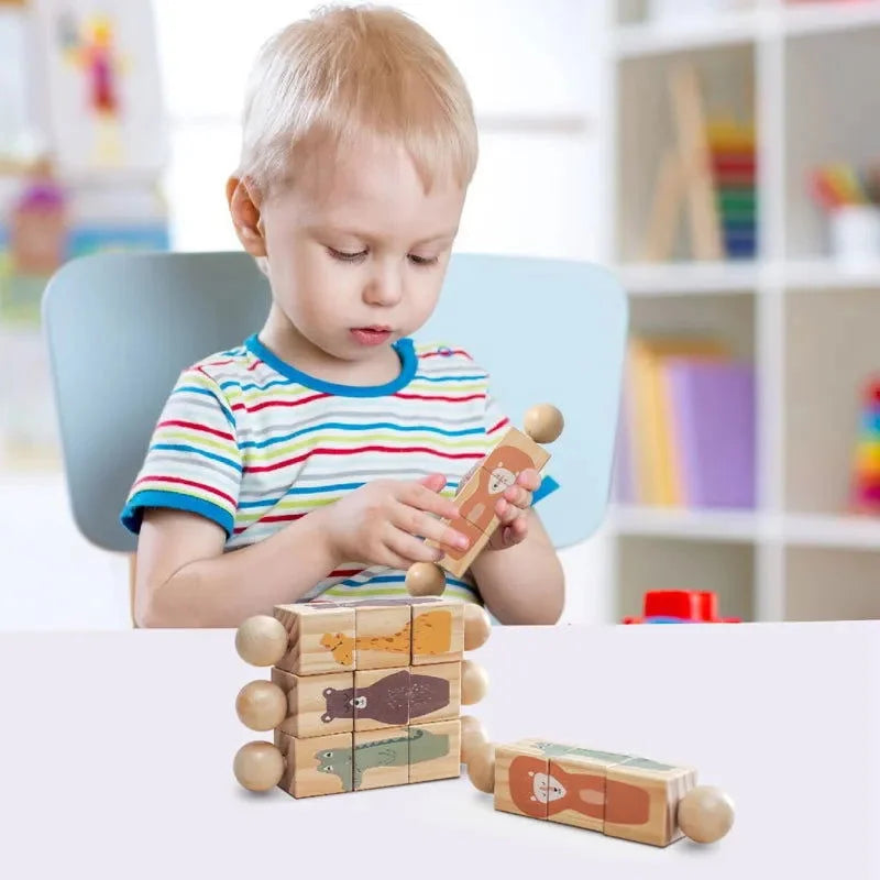 Brinquedo Infantil Madeira Jogo Colorido Lenogue Blocos Giratórios