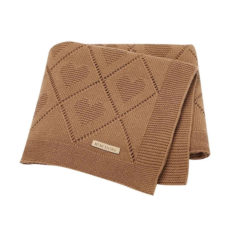 Manta Infantil Algodão Tricot Heart Vermelha Lenogue Marrom