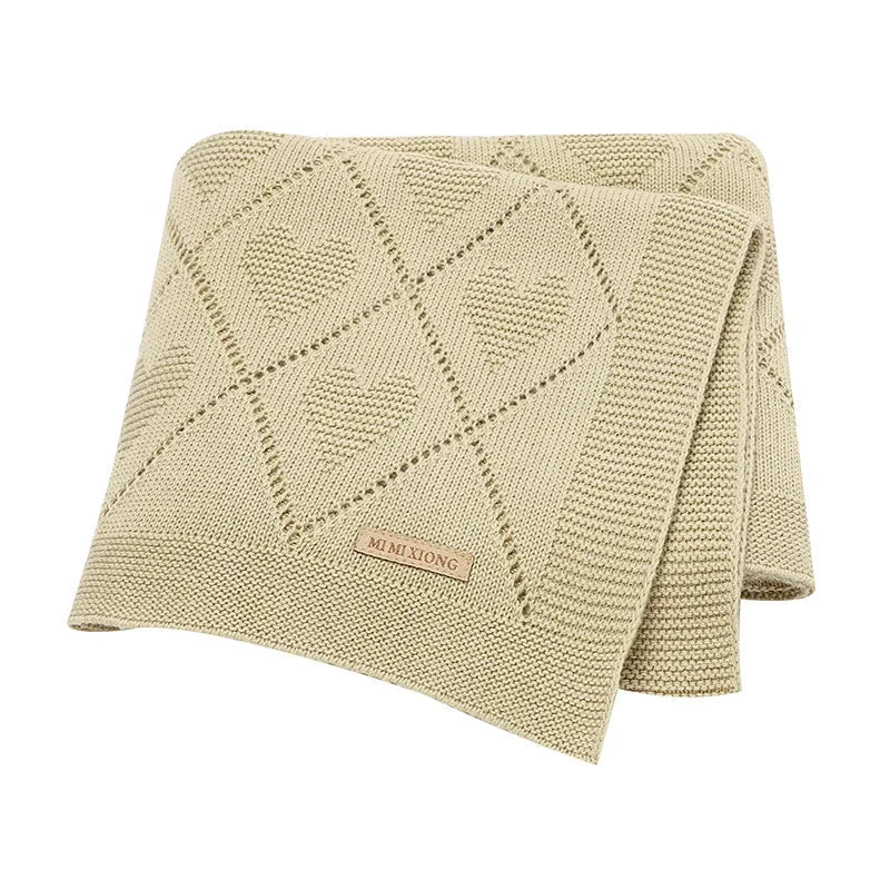 Manta Infantil Algodão Tricot Heart Vermelha Lenogue Caramelo