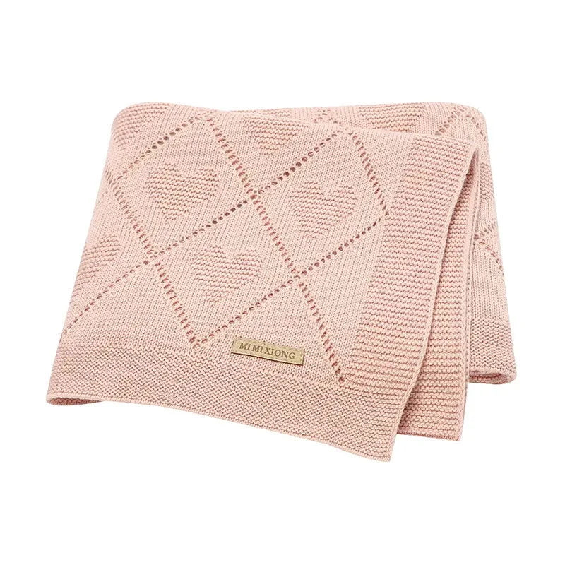 Manta Infantil Algodão Tricot Heart Vermelha Lenogue