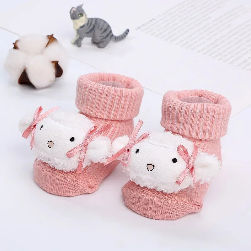 Meias Infantil Algodão Animais 3d Coloridas Lenogue Ovelha / 0-6 Meses