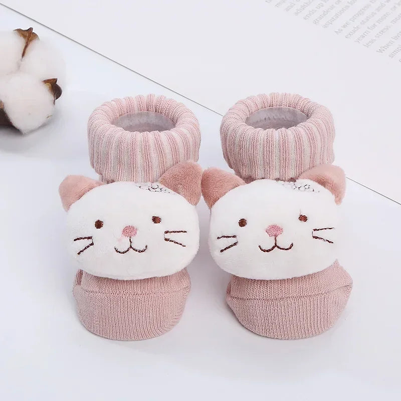 Meias Infantil Algodão Animais 3d Coloridas Lenogue Gato Rosa / 0-6 Meses