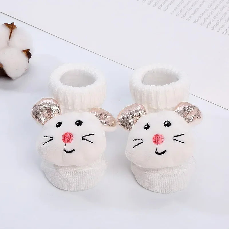 Meias Infantil Algodão Animais 3d Coloridas Lenogue Gato Branco / 0-6 Meses